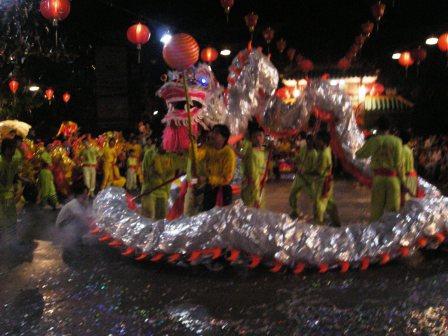 dragon dance in vitnam chinatown
