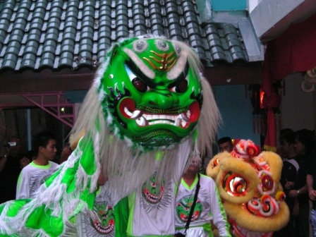 green lion and lion dance