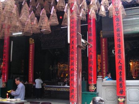prayer hall of matsu temple in cholon vietnam chinatown